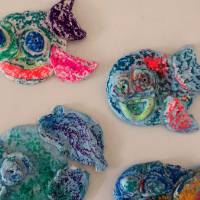 Painted clay fish - X